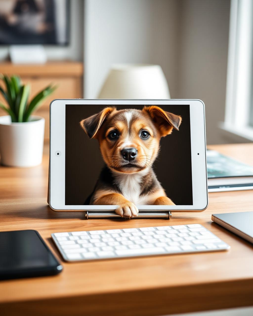 Digital pet portrait on tablet
