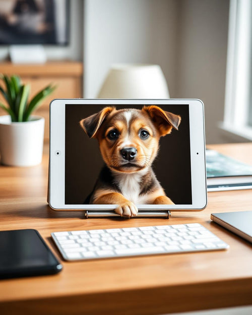 Digital pet portrait on tablet